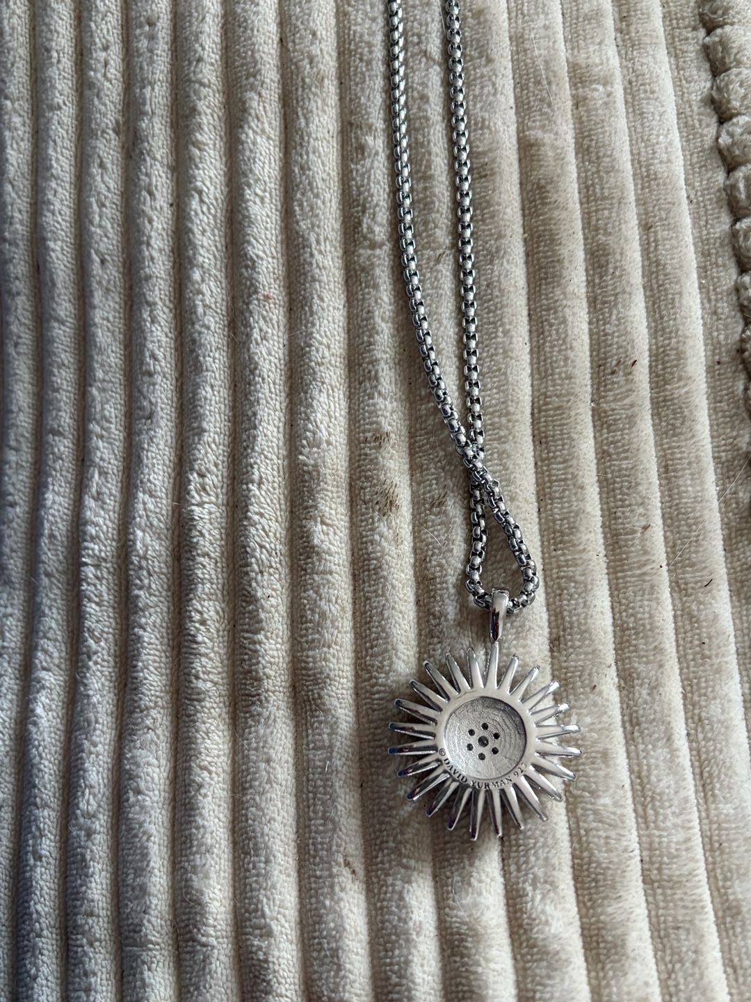 David Yurman Sterling Silver Starburst Diamond Pendant Necklace 4