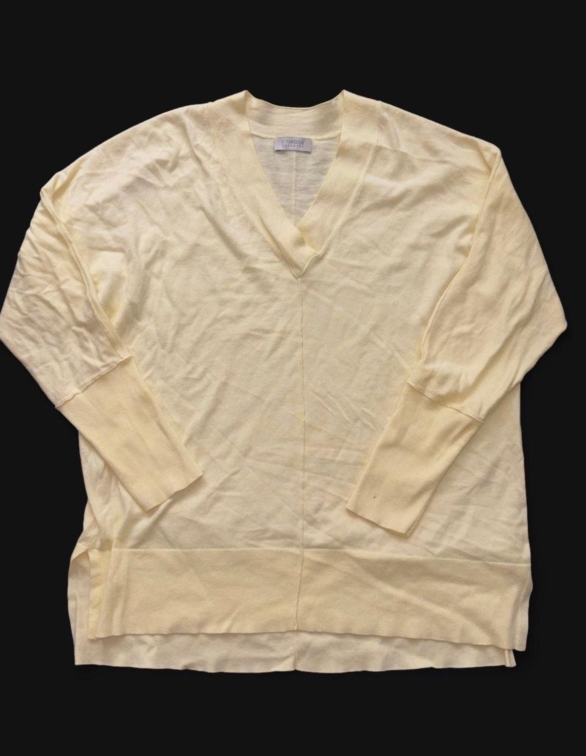 Kinross Cashmere V-Neck Sweater Yellow 2