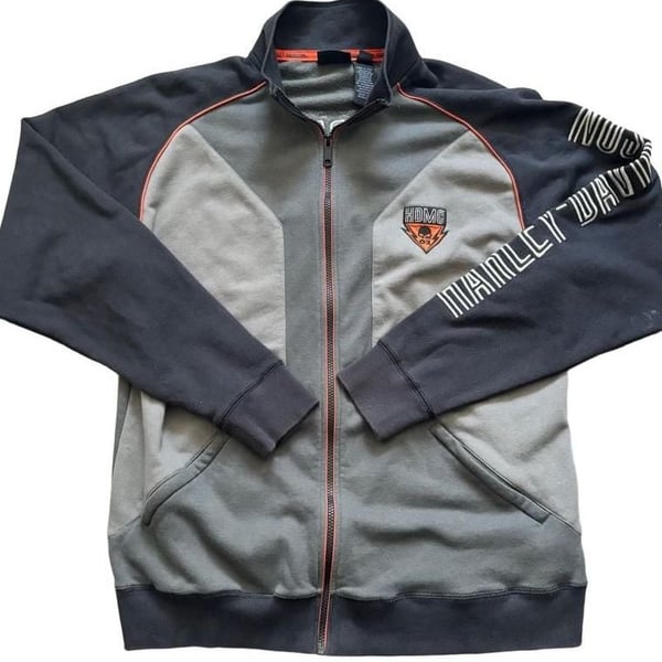 Harley-Davidson Zip Up Jacket Size L Gray Black HDMC