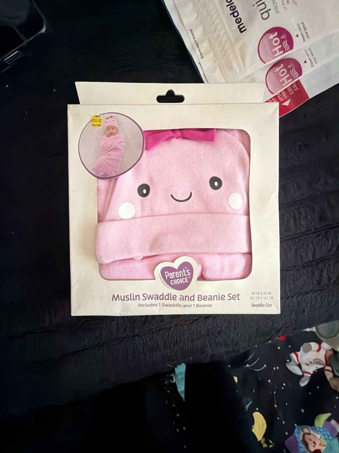 NWT Pink Muslin Swaddle and Beanie Set 100% Cotton - 1
