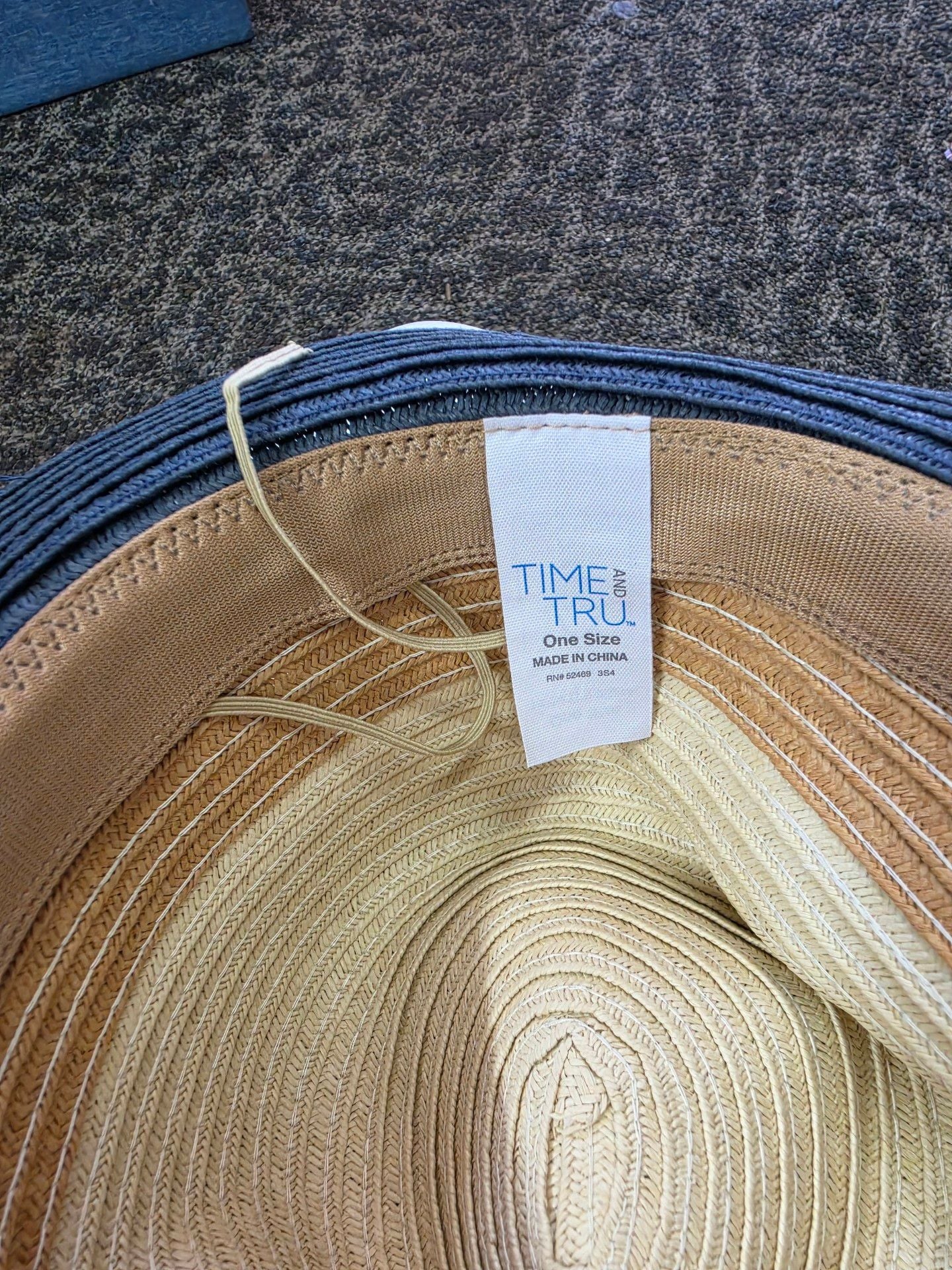 Time And Tru Straw Fedora Hat One Size Color Block 5