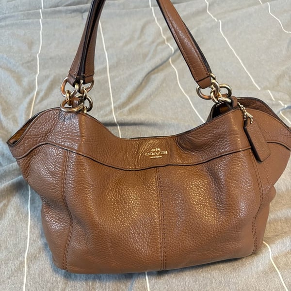 Coach Lexy F23537 Brown Pebble Leather Shoulder Bag