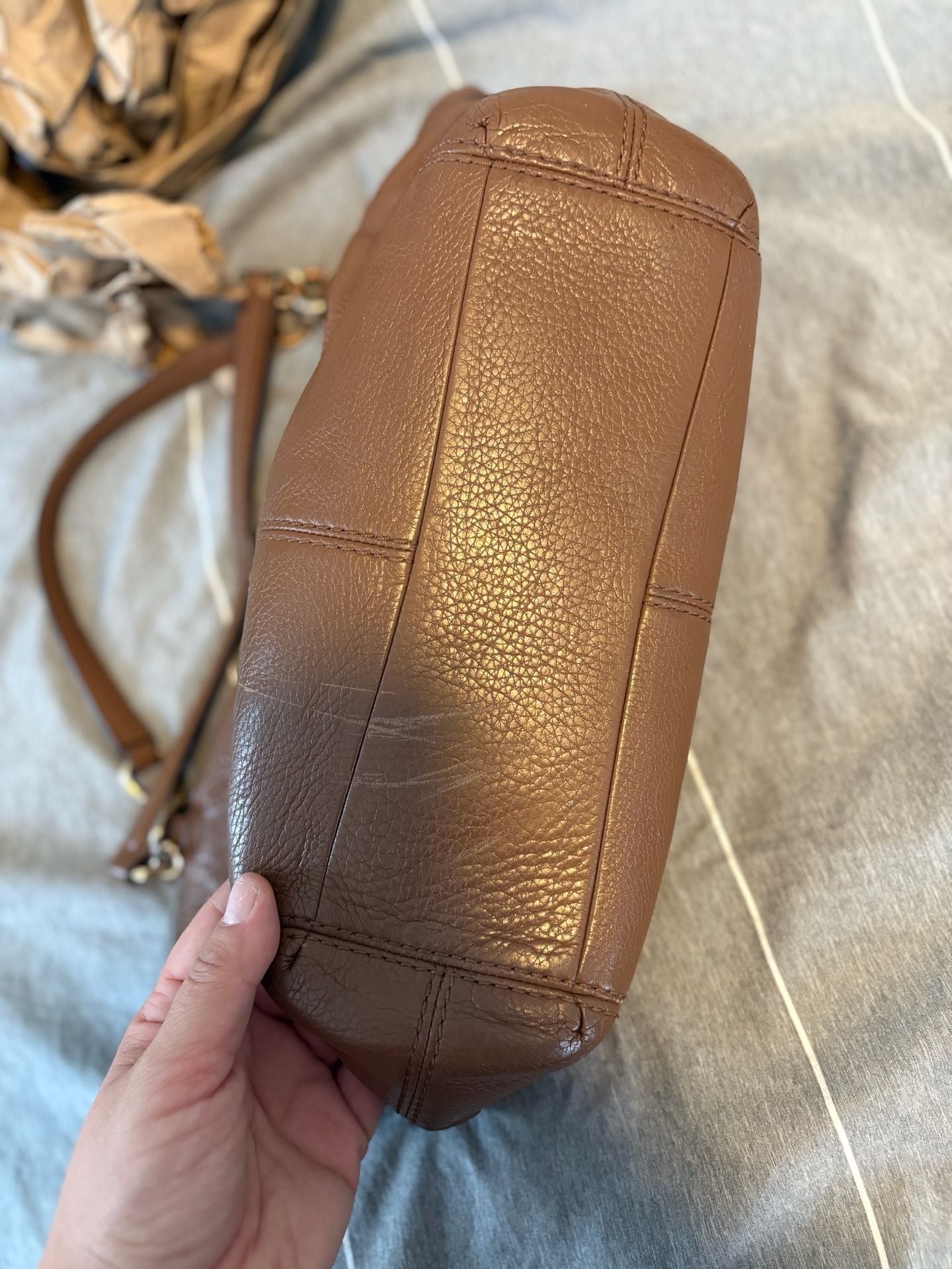 Coach Lexy F23537 Brown Pebble Leather Shoulder Bag 10