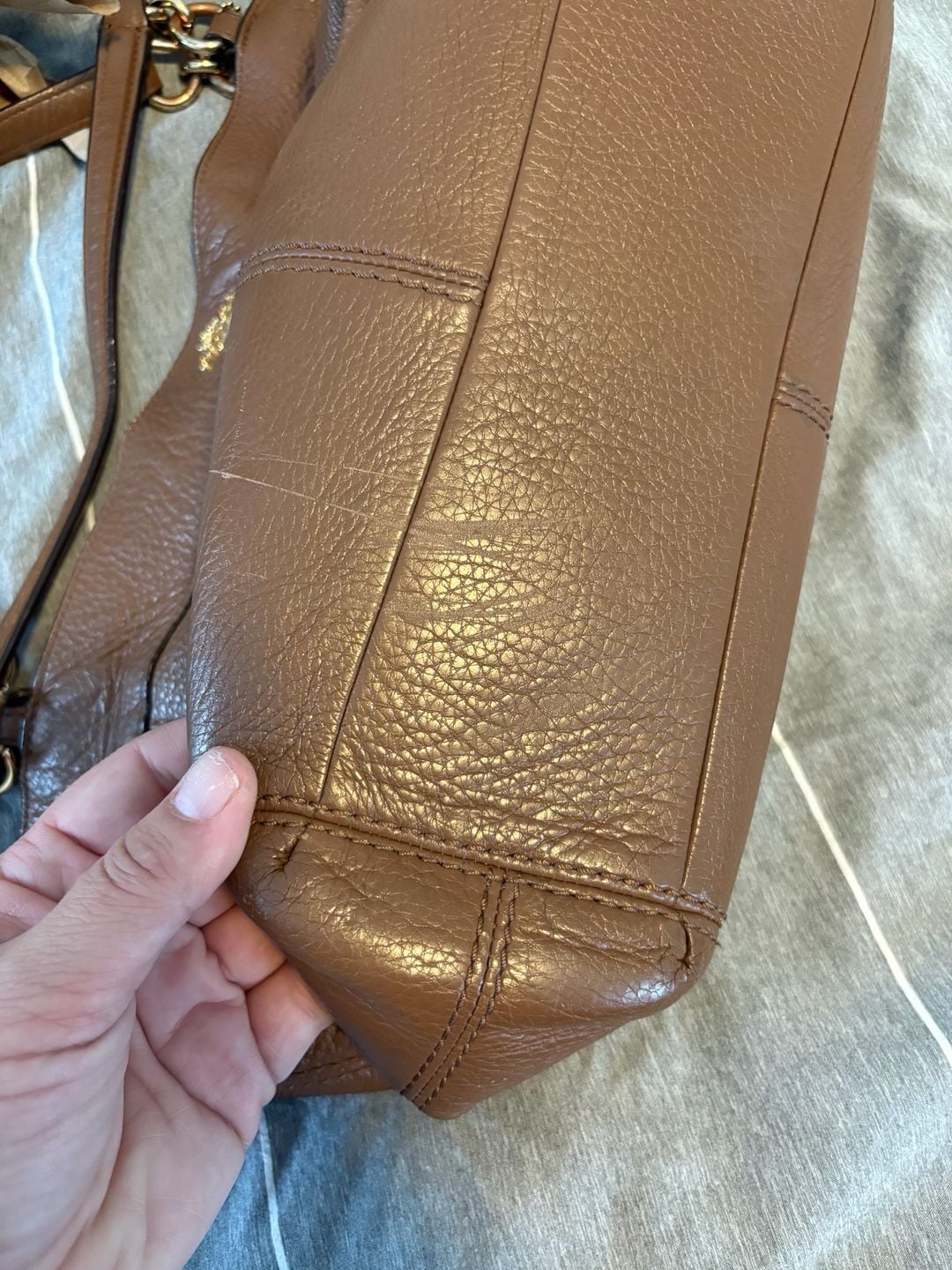 Coach Lexy F23537 Brown Pebble Leather Shoulder Bag 11