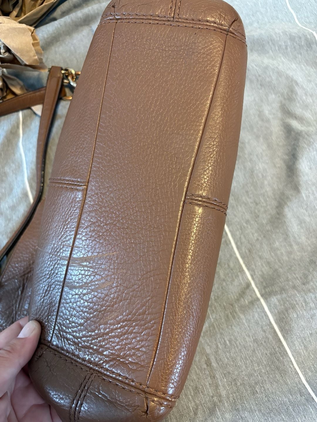 Coach Lexy F23537 Brown Pebble Leather Shoulder Bag 12