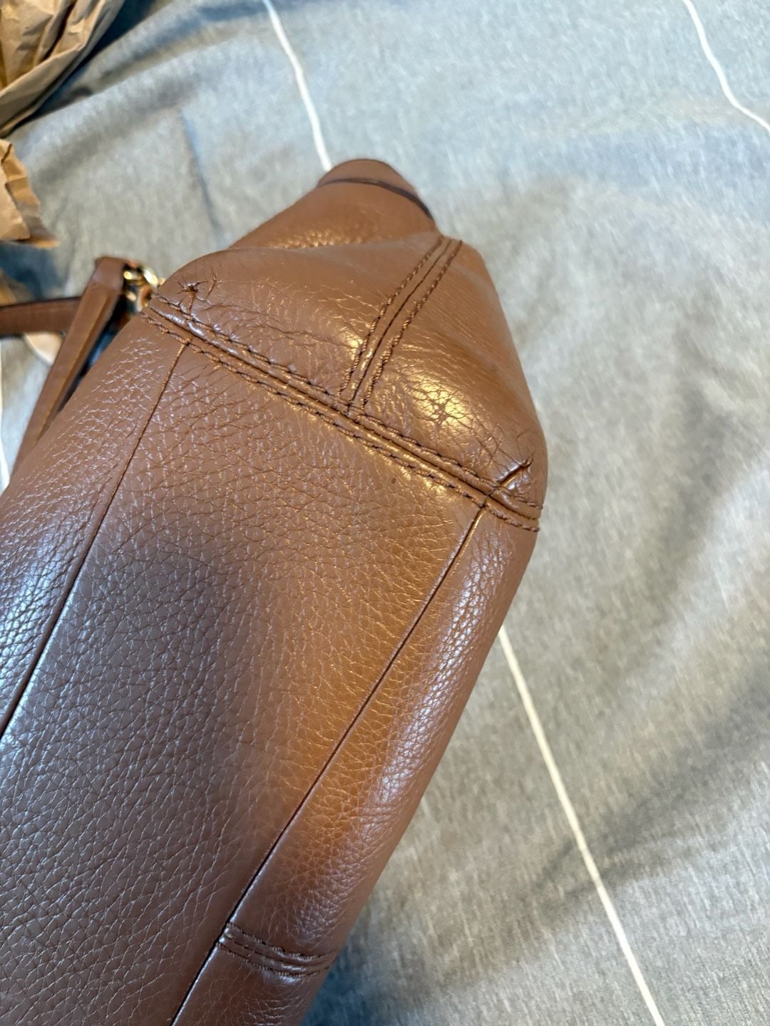 Coach Lexy F23537 Brown Pebble Leather Shoulder Bag 13