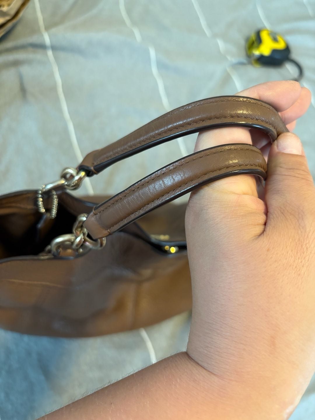Coach Lexy F23537 Brown Pebble Leather Shoulder Bag 15
