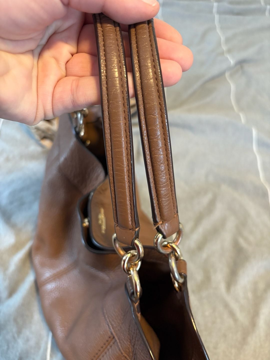 Coach Lexy F23537 Brown Pebble Leather Shoulder Bag 16