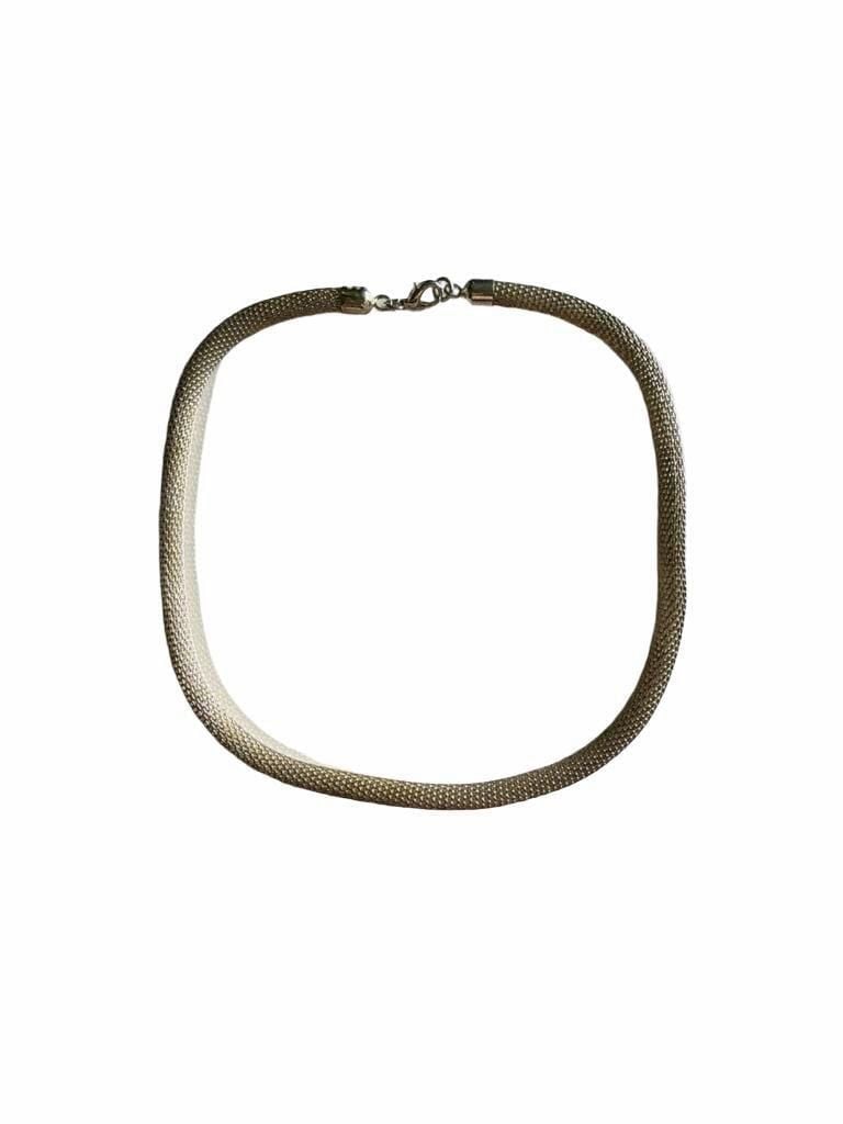 Vintage Silver Tone Tubular Mesh Choker Necklace 2