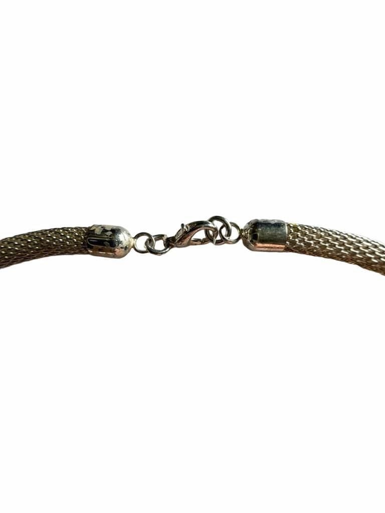 Vintage Silver Tone Tubular Mesh Choker Necklace 5