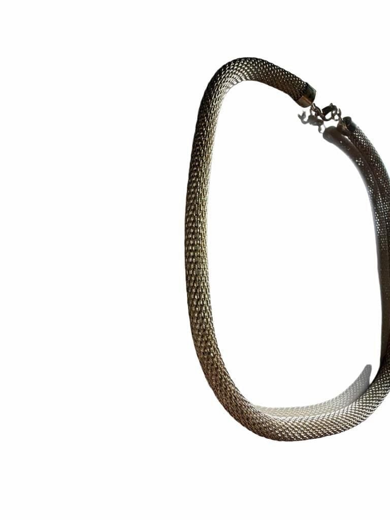Vintage Silver Tone Tubular Mesh Choker Necklace 4