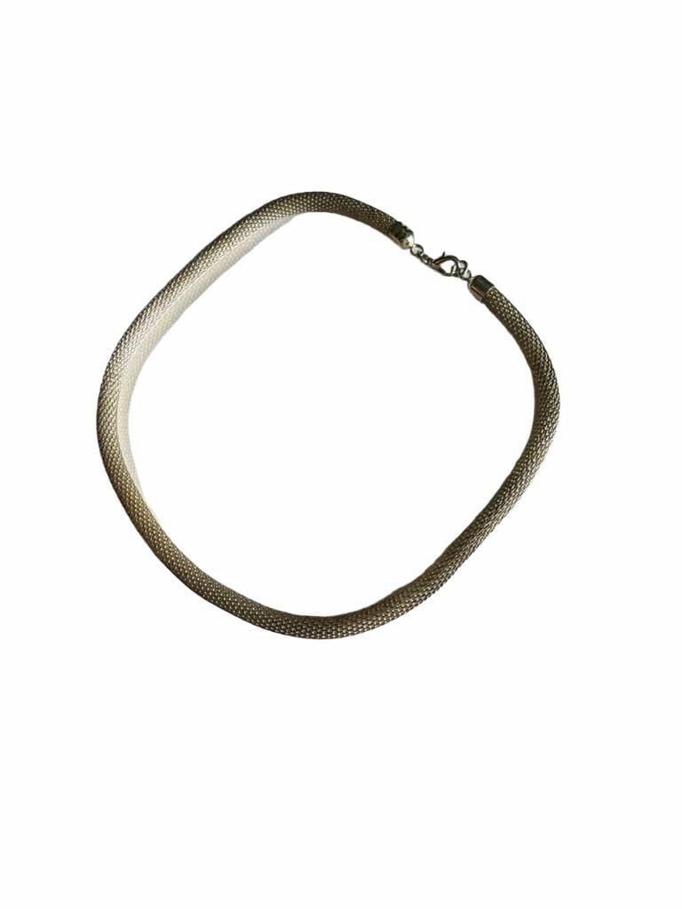 Vintage Silver Tone Tubular Mesh Choker Necklace 6