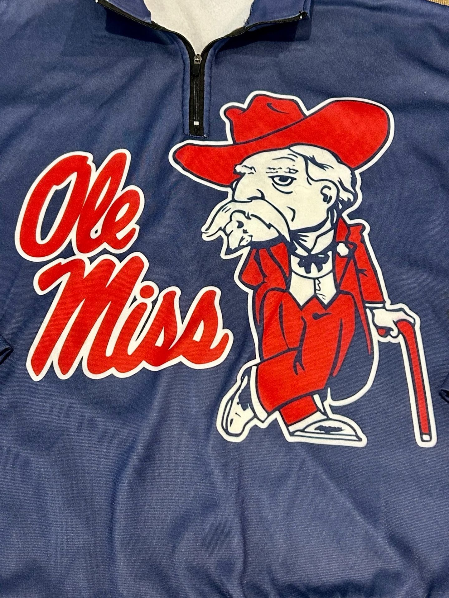 Ole Miss Rebels 1/4 Zip Pullover Sweatshirt Size S Blue 3