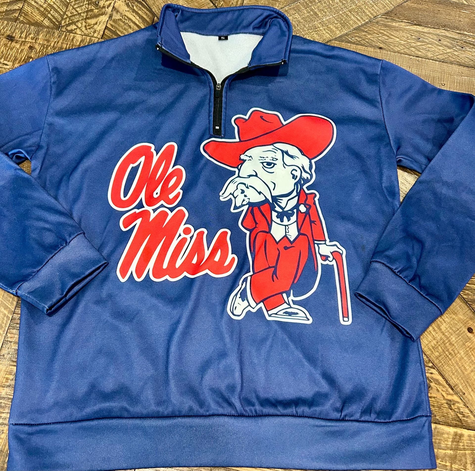 Ole Miss Rebels 1/4 Zip Pullover Sweatshirt Size S Blue 5