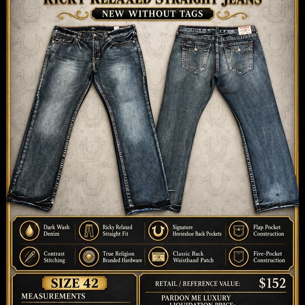 True Religion Ricky Relaxed Straight Dark Wash Denim Jeans
