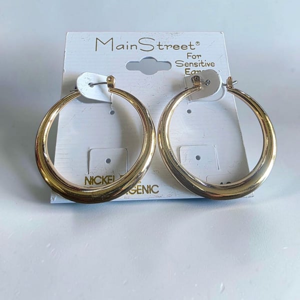 Main Street Gold Tone Thick Hoop Earrings