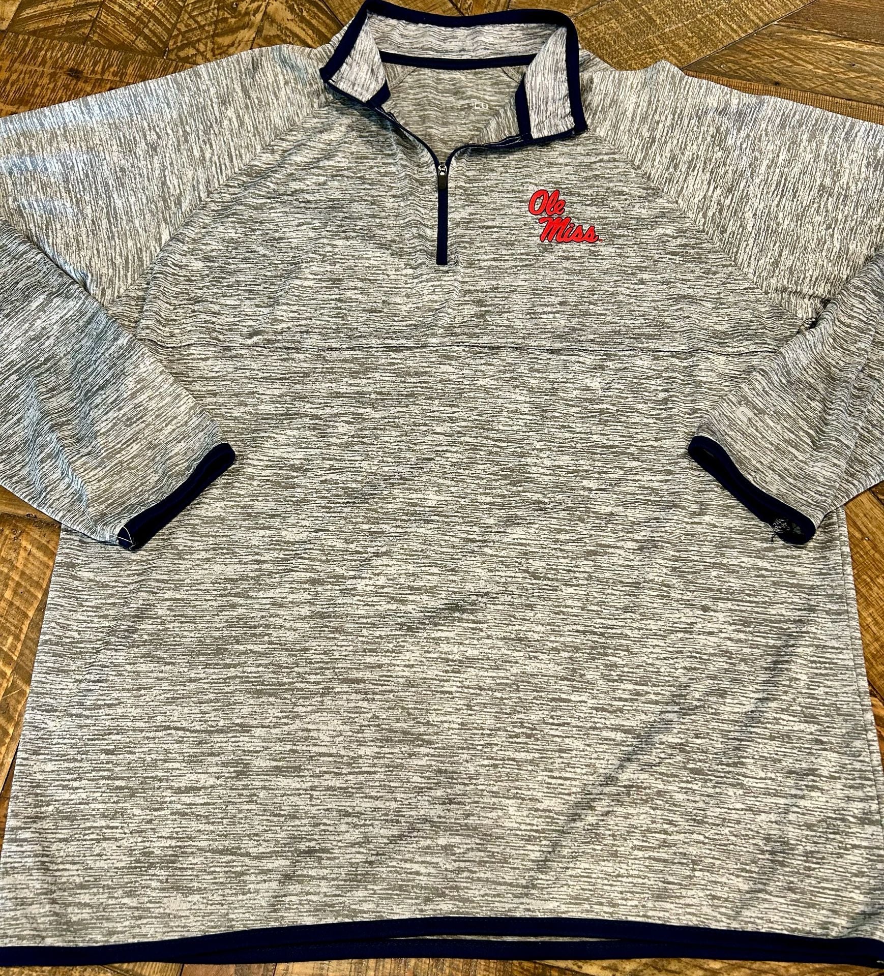 Colosseum Ole Miss Rebels 1/4 Zip Pullover Gray Space Dye Size L 2