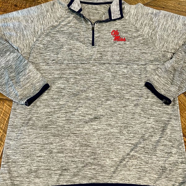 Colosseum Ole Miss Rebels 1/4 Zip Pullover Gray Space Dye Size L