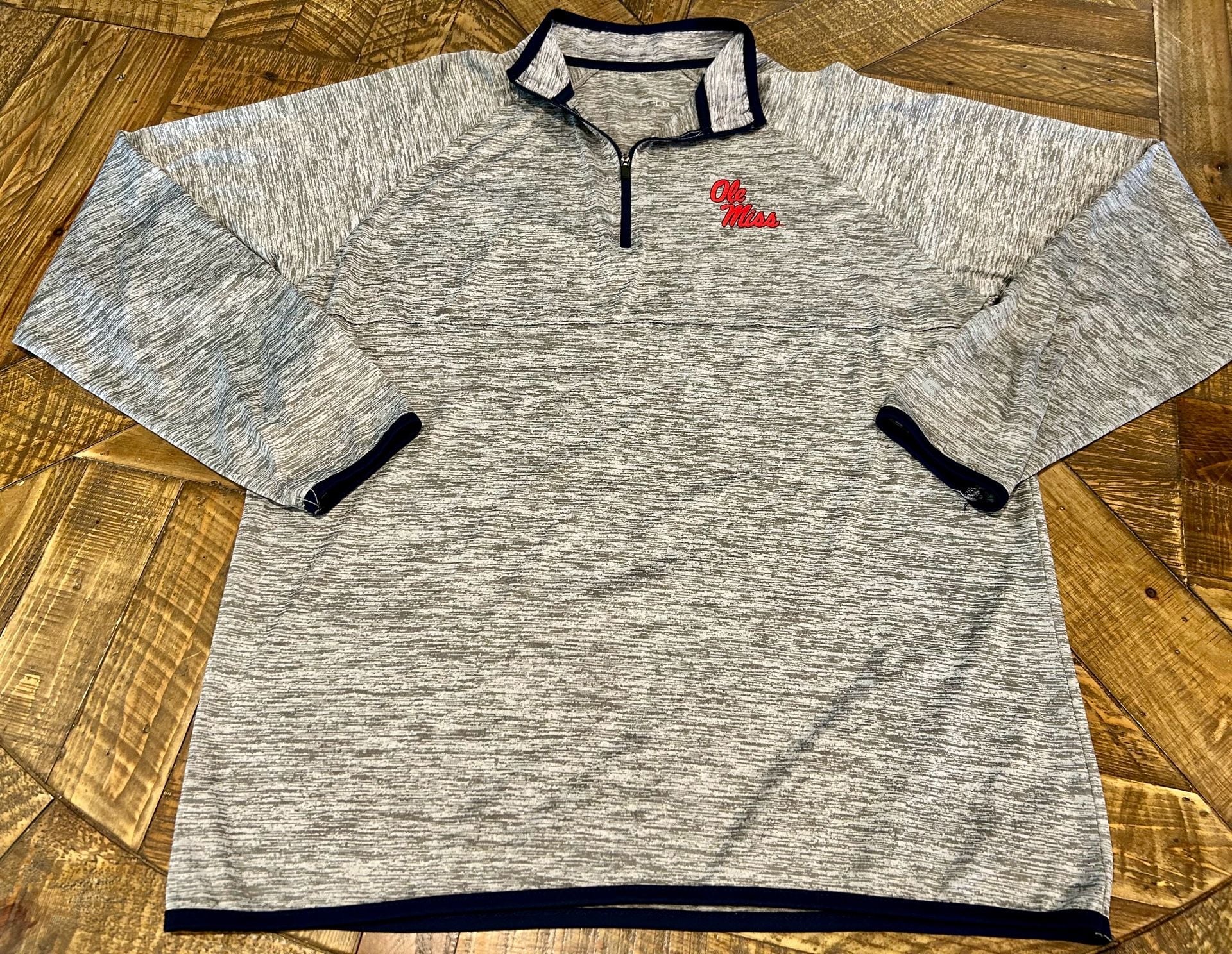 Colosseum Ole Miss Rebels 1/4 Zip Pullover Gray Space Dye Size L 3