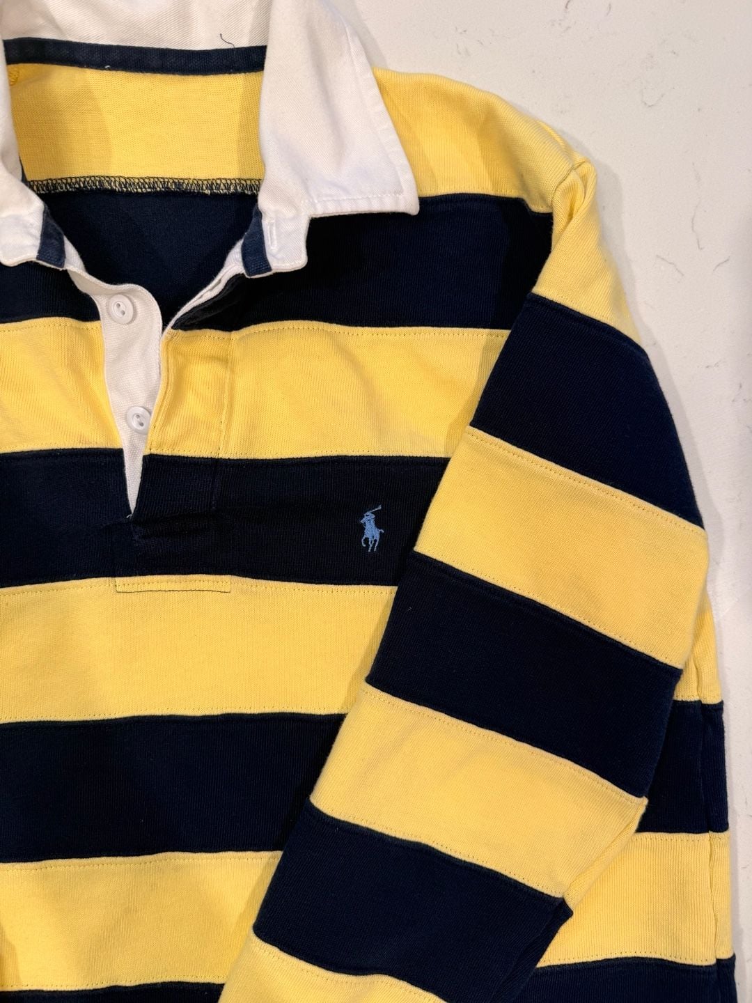 Polo Ralph Lauren Striped Rugby Shirt Yellow Navy size unknown. 3