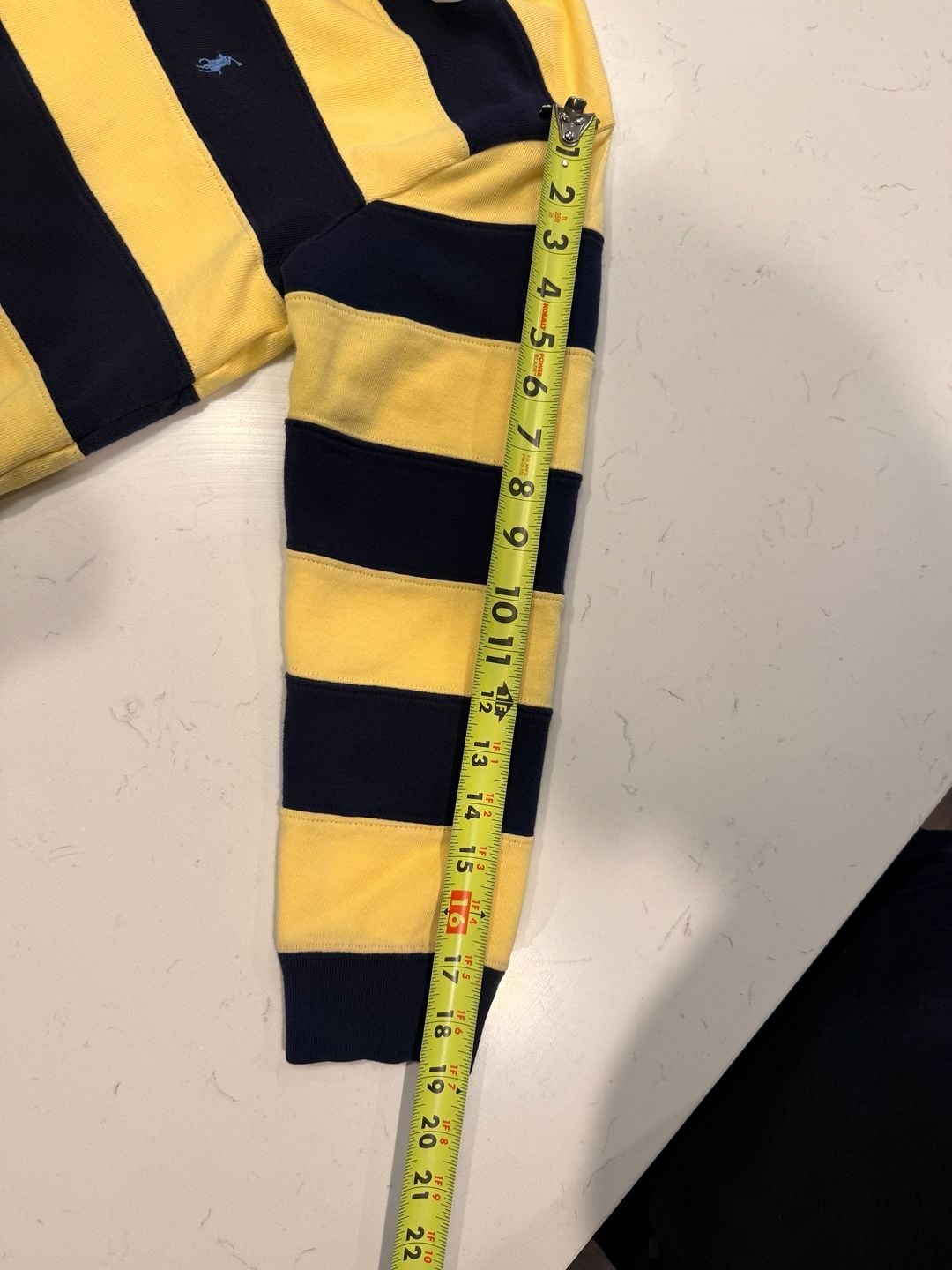 Polo Ralph Lauren Striped Rugby Shirt Yellow Navy size unknown. 6