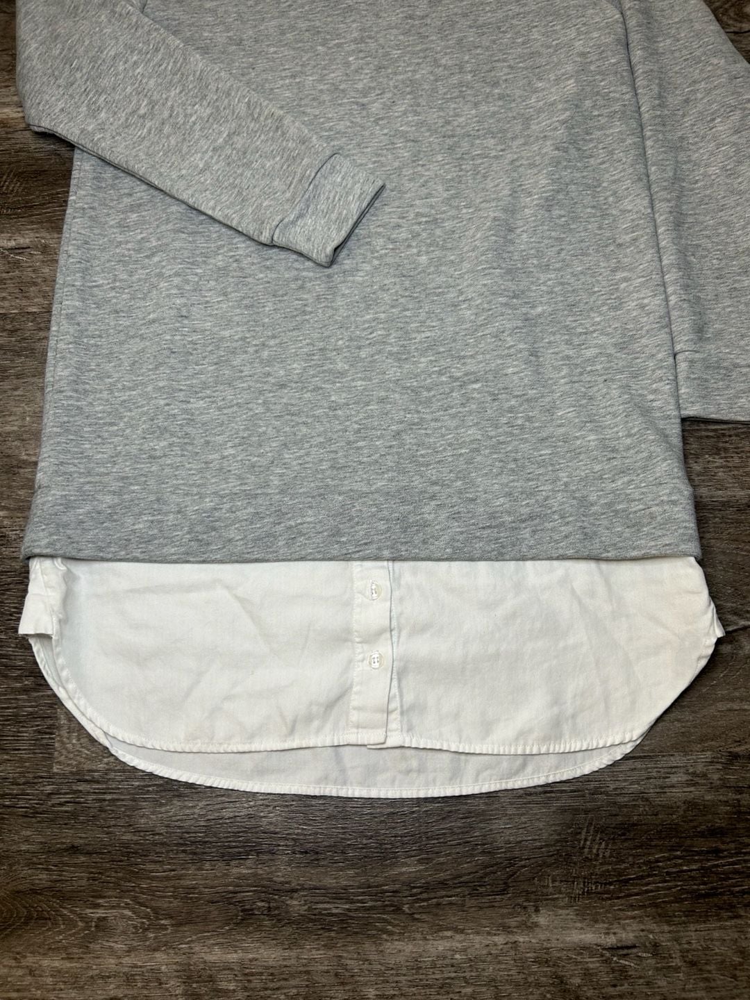 BCBGMaxAzria Faux Layered Sweatshirt Size S Gray White Long Sleeve 5