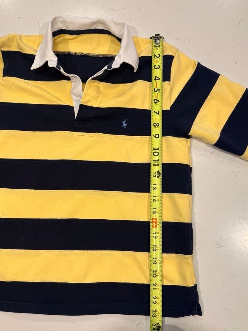 Polo Ralph Lauren Striped Rugby Shirt Yellow Navy size unknown. 5