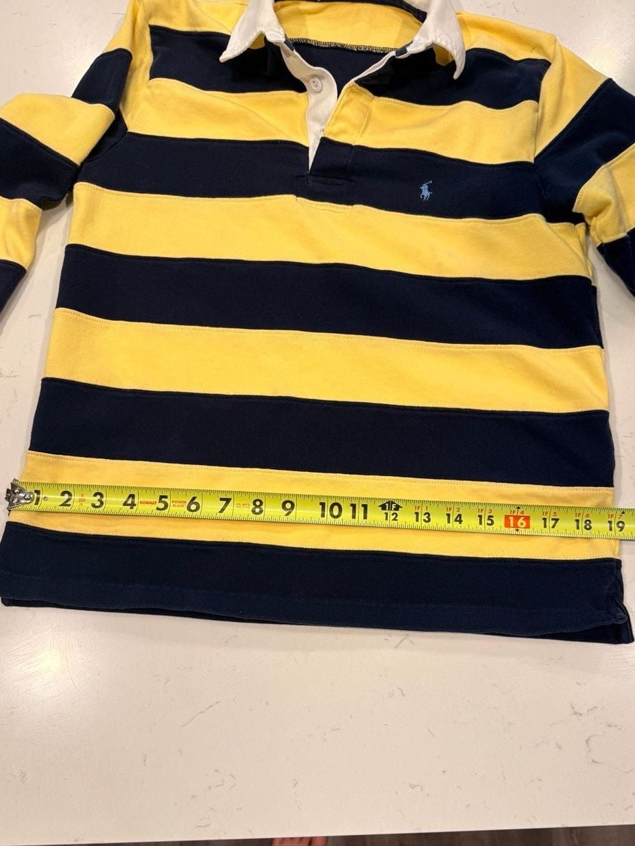 Polo Ralph Lauren Striped Rugby Shirt Yellow Navy size unknown. 7
