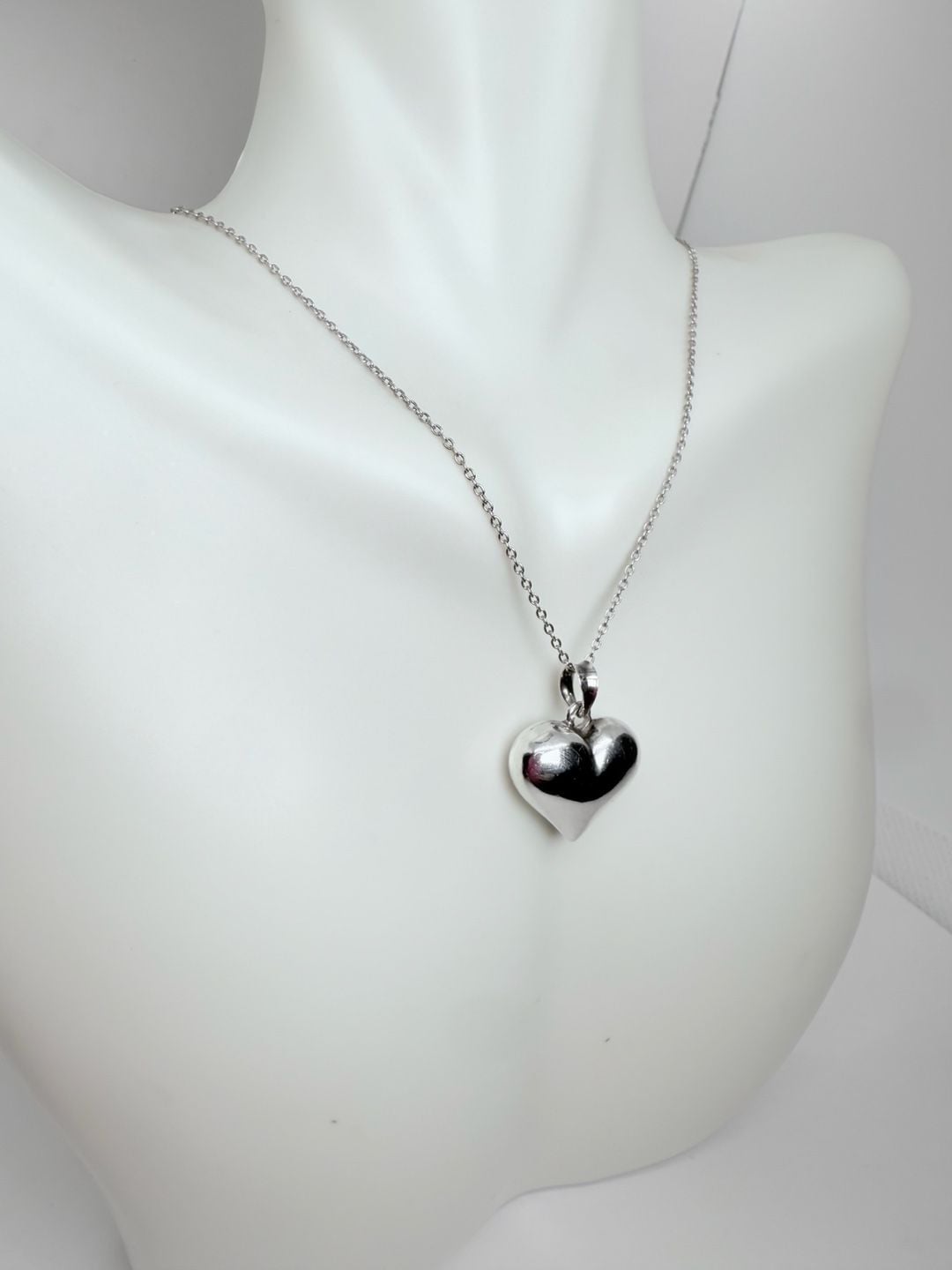Sterling Silver Puffed Heart Pendant Necklace! 7