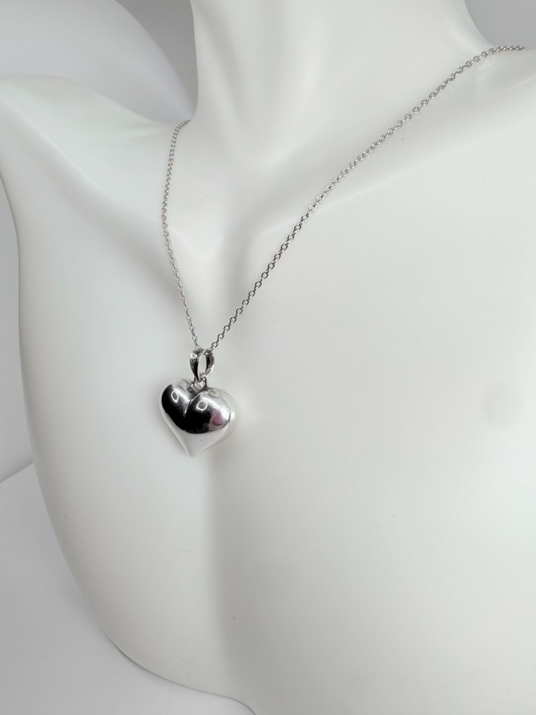 Sterling Silver Puffed Heart Pendant Necklace! 8