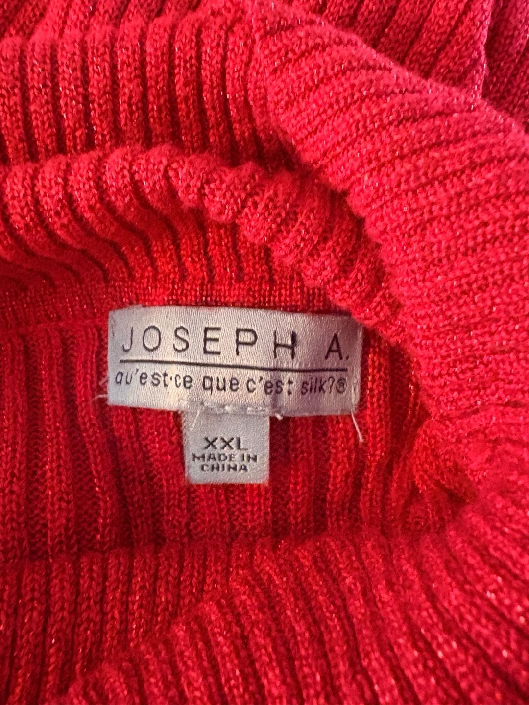 Joseph A Turtleneck Sweater Size XXL Red Ribbed Silk Blend Pullover 7
