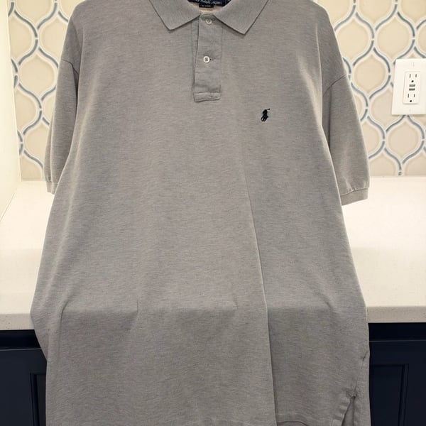 Polo Ralph Lauren Classic Fit Mesh Polo Shirt Size XL Gray Cotton Short Sleeve