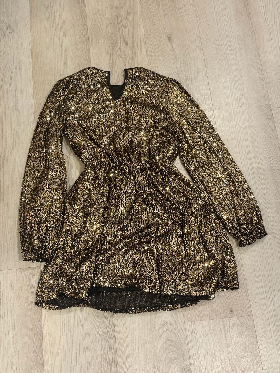 Kids Girl Sequin Dress Size 11-12 Gold Long Sleeve Mini 5