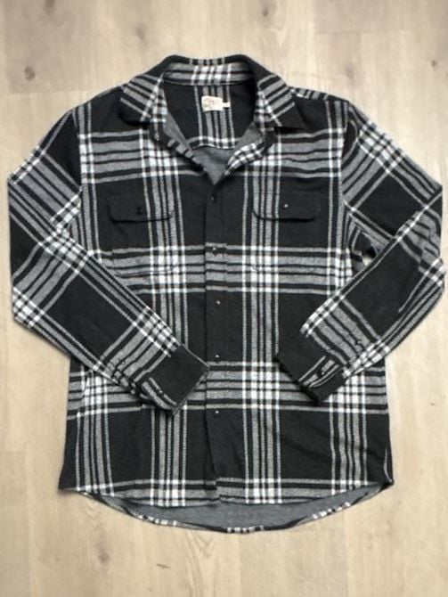 Faherty Men’s Legend Sweater Shirt Size L Charcoal Bone Plaid Flannel 3