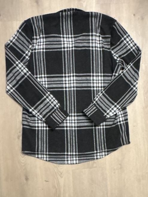 Faherty Men’s Legend Sweater Shirt Size L Charcoal Bone Plaid Flannel 5