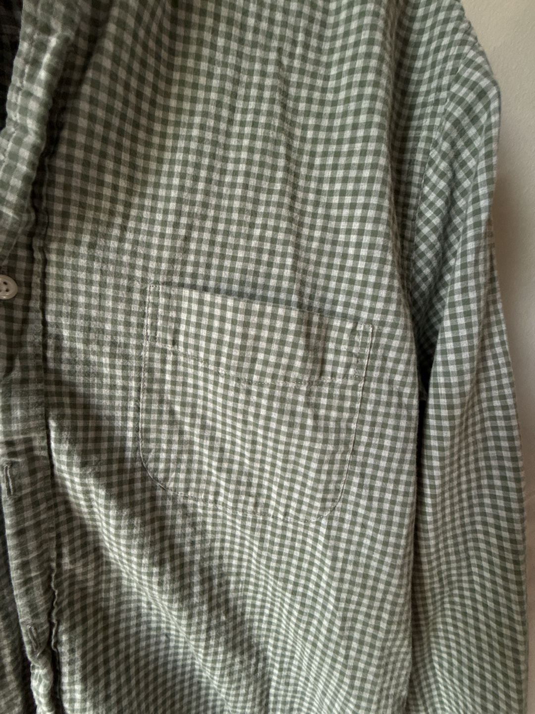 Vintage π J. Crew Fall Style Gingham Shirt Size M Green Stretch 4