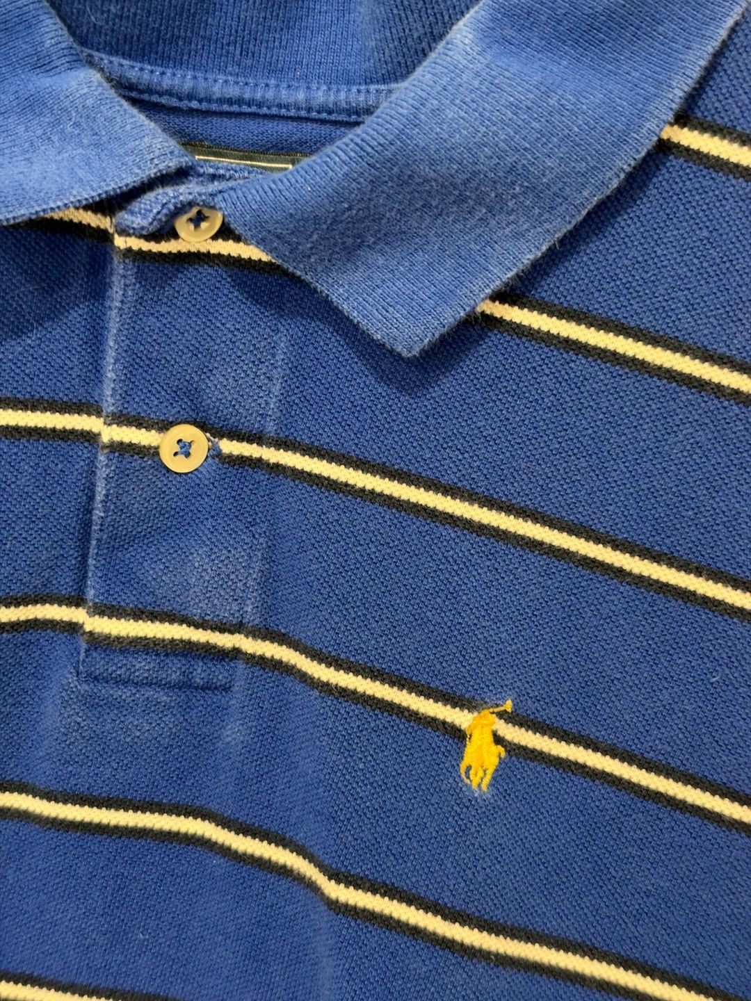 Polo Ralph Lauren Striped Polo Shirt Boys XL(20) Blue White Black Short Sleeve 3