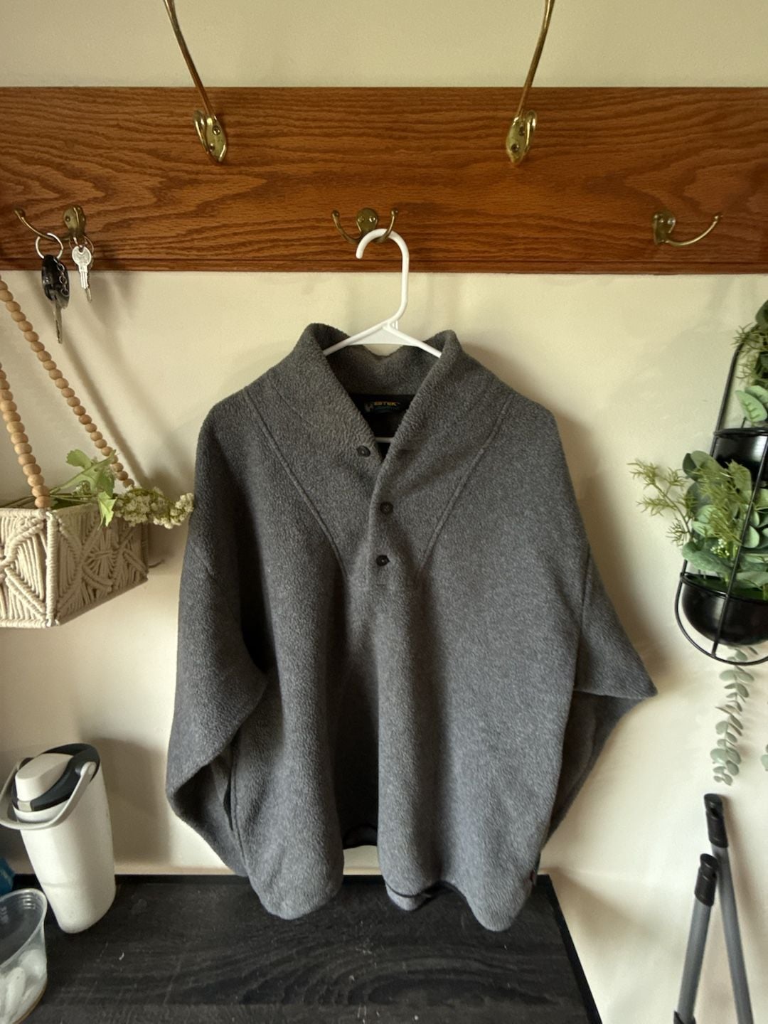 GorpCore Eddie Bauer Ebtek Fleece Pullover Size L Gray Henley 2