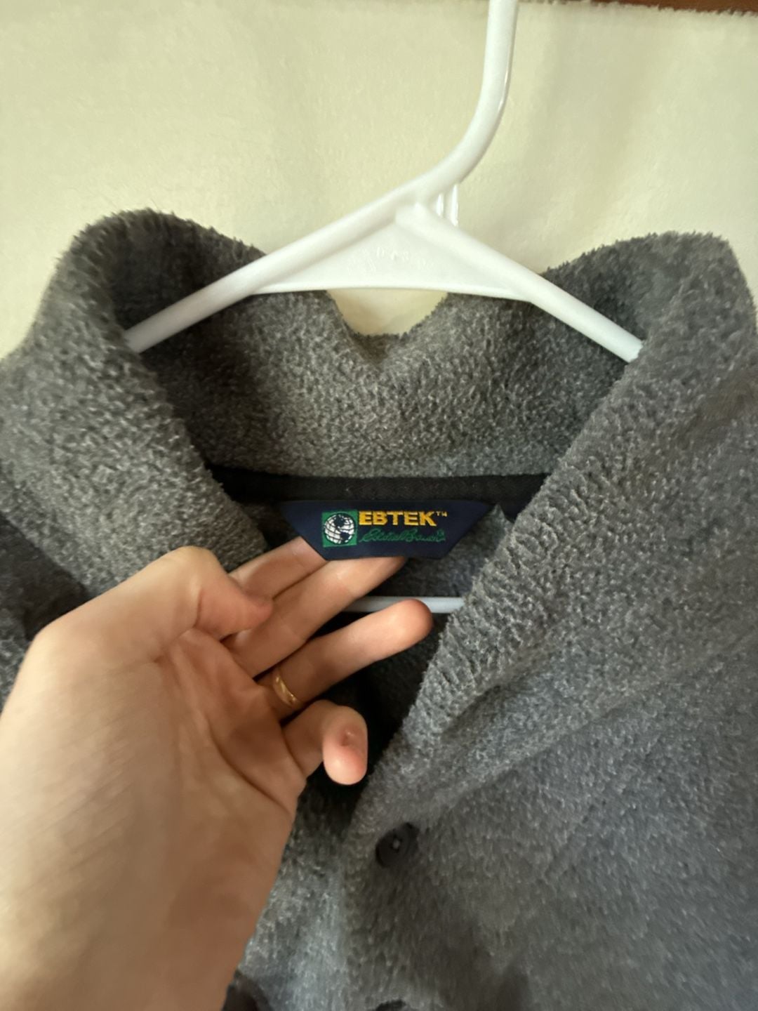 GorpCore Eddie Bauer Ebtek Fleece Pullover Size L Gray Henley 3