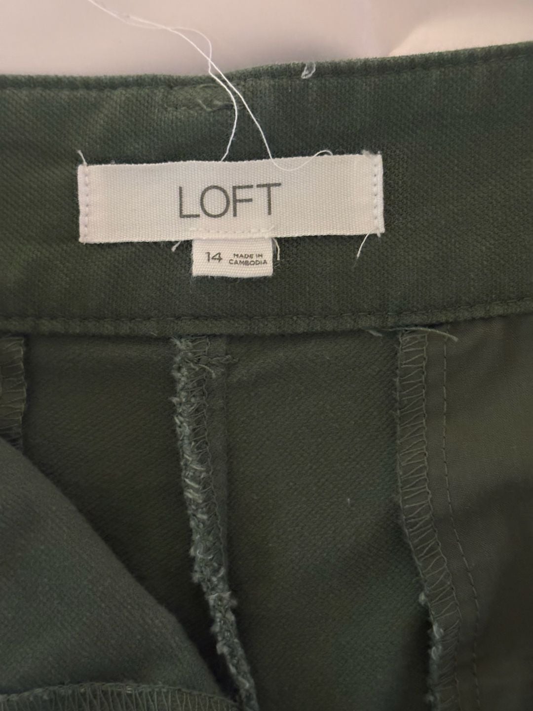Loft Wide Leg Crop Pants Size 14 Olive Green Pocket Twill 3
