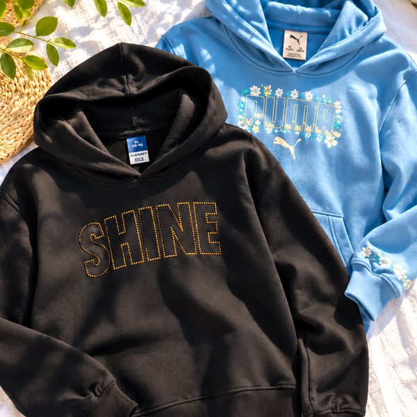 Y24 Size XL 14 16 Old Navy Shine Rhinestone Hoodie Black with Free Puma Hoodie