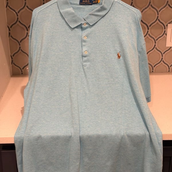 Polo Ralph Lauren Classic Fit Polo Shirt Size 2XB 2TG Light Blue Soft Cotton