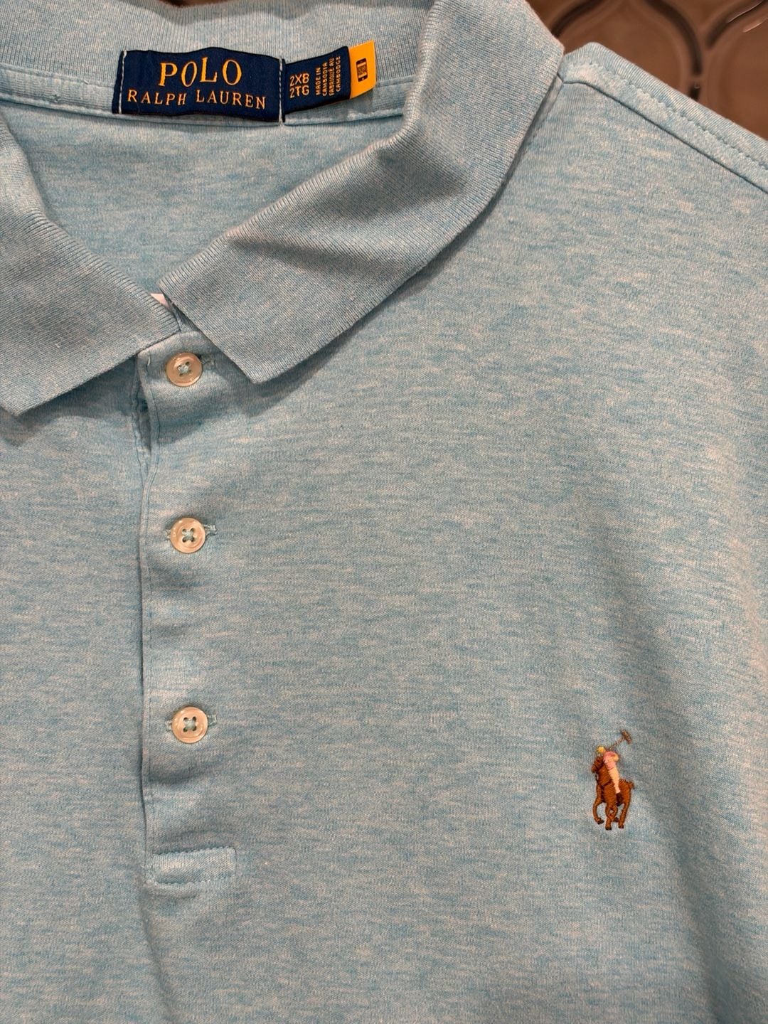 Polo Ralph Lauren Classic Fit Polo Shirt Size 2XB 2TG Light Blue Soft Cotton 3
