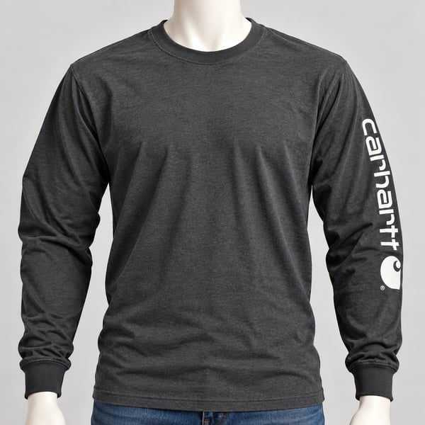 Carhartt Long Sleeve Heavyweight Logo T-Shirt Size L Black Original Fit