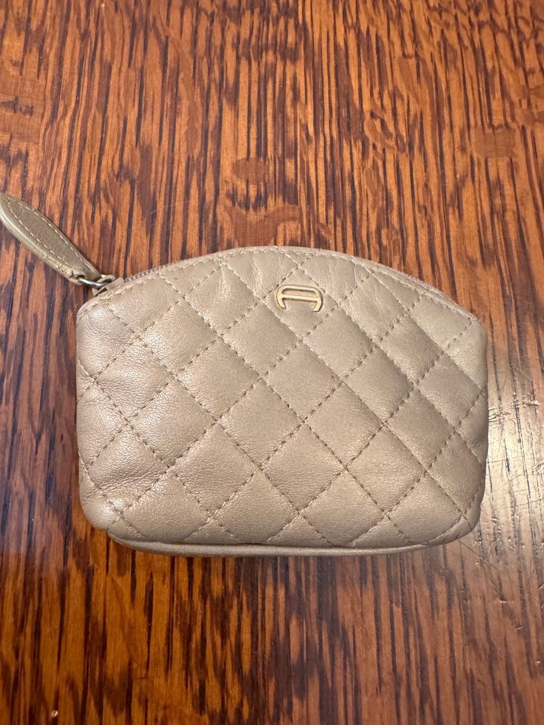 Etienne Aigner Quilted Leather Coin Pouch Bronze Metallic 2