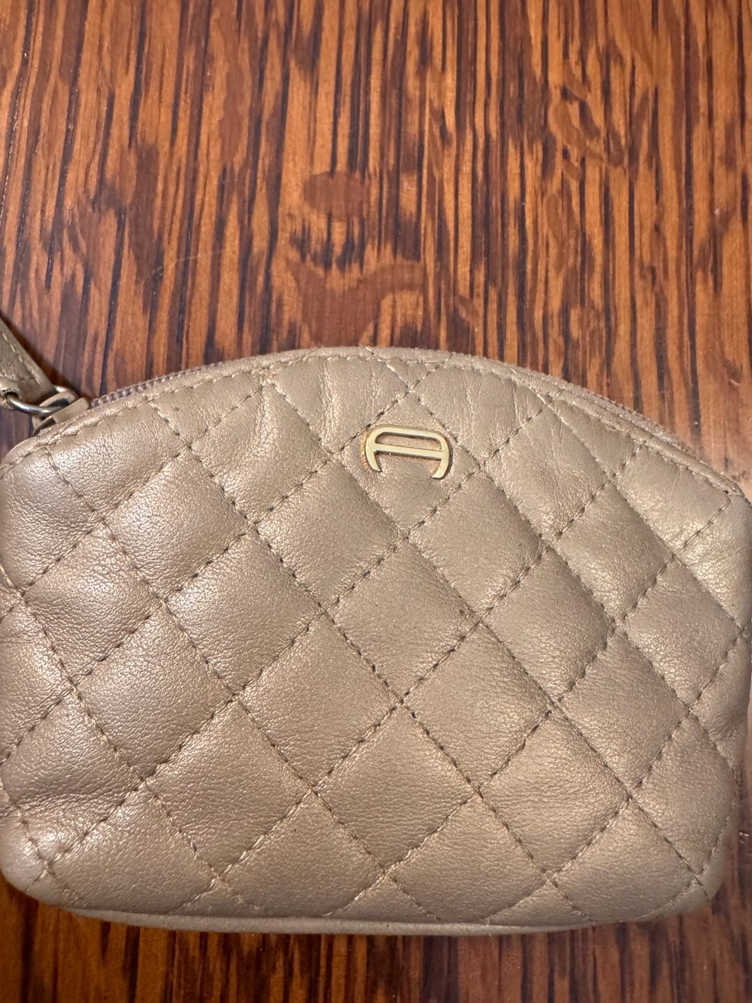 Etienne Aigner Quilted Leather Coin Pouch Bronze Metallic 4