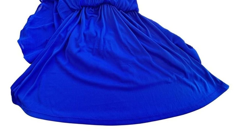 Calvin Klein Cold Shoulder Maxi Dress Size 4P Royal Blue Chiffon 7