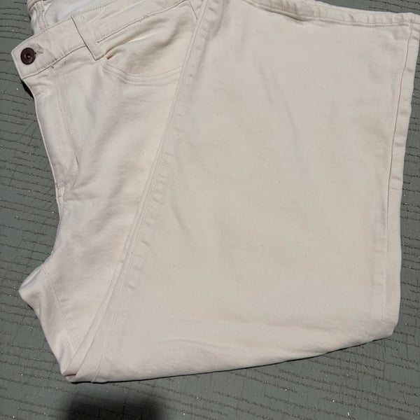 J.Jill Denim High-Rise Full-Leg Crop Jeans Size 16 Ecru Off-White