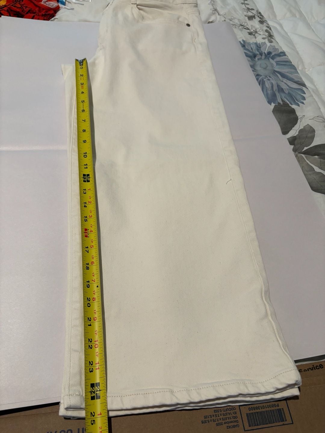 J.Jill Denim High-Rise Full-Leg Crop Jeans Size 16 Ecru Off-White 8
