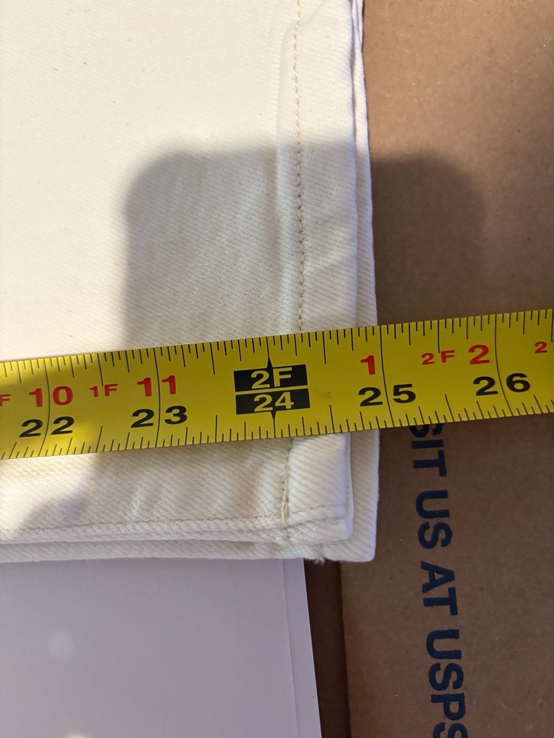 J.Jill Denim High-Rise Full-Leg Crop Jeans Size 16 Ecru Off-White 9